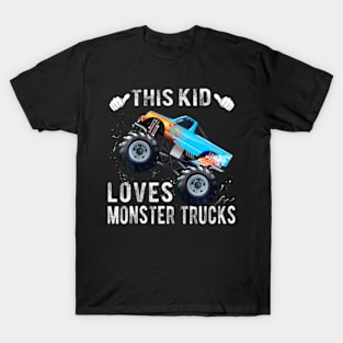 Kids This Kid Loves Monster Trucks Boys and Girls T-Shirt